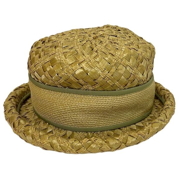 Vintage 60s YSL Yves Saint Laurent Straw Raffia Basket Weave Paris Chic Brim Hat - Picture 1 of 12